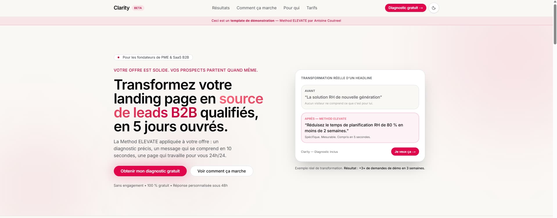 Landing Page – Template moderne en Next.js 16